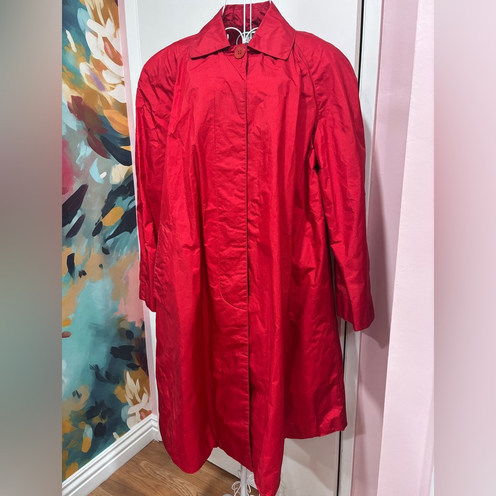 Linda Richards Vintage Red Trench Rain Coat Jacket